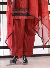 SNSC Embroidered Lawn Suits Stitched 3 Piece - SNSC25FE CY06 MAROON